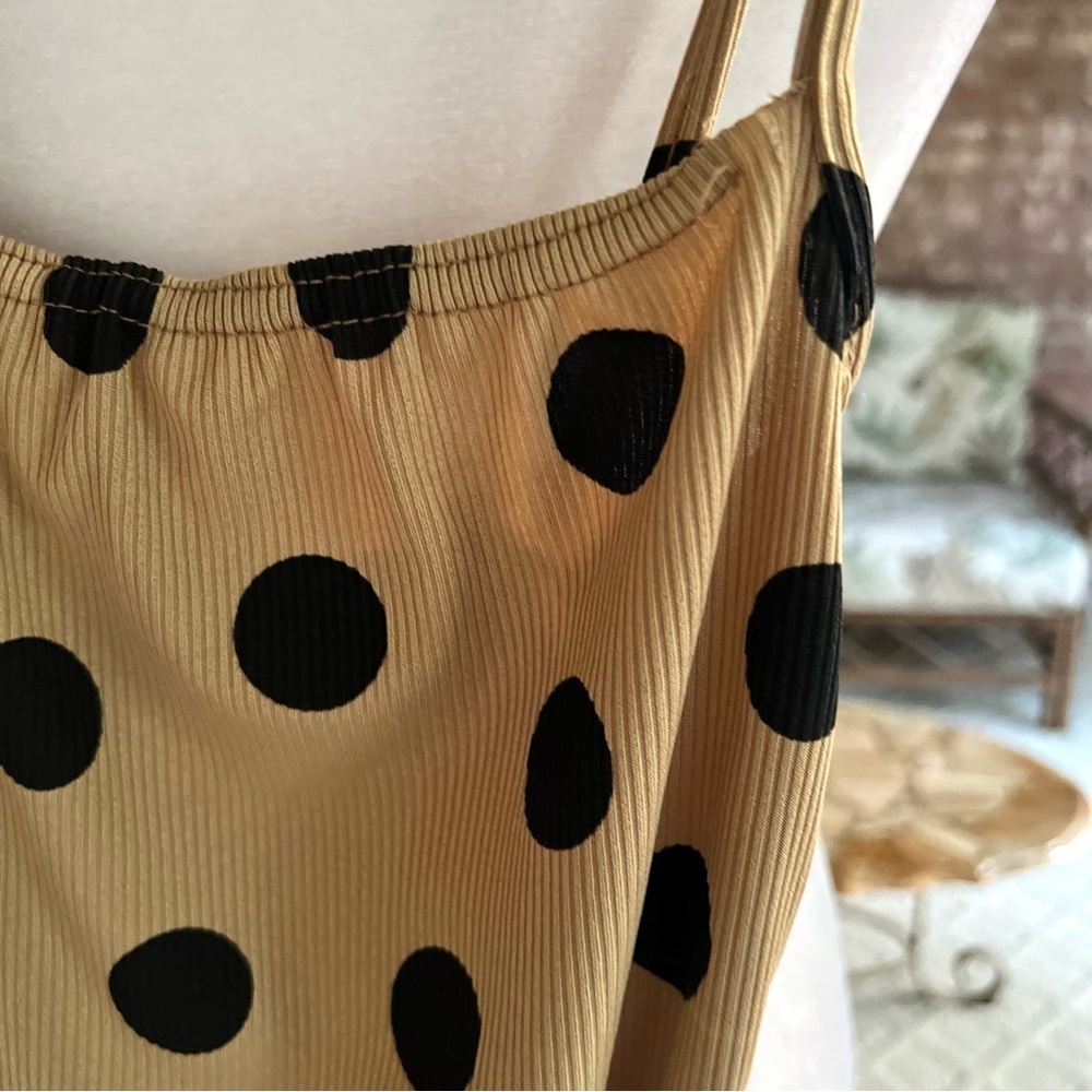 Nasty Gal Bodysuit Tan Polka Dot Ribbed Knit Sleeveless 2 - Picture 5 of 12